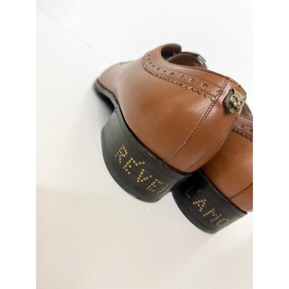 Gucci Brown Waxed Calfskin Reveille Amour Brogue Lace-Up Oxfords, Size 7 main image 5